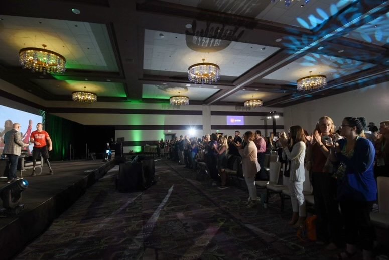 "Remove the phrase 'I can’t' &amp; replace it with 'I can’t yet.'" - <a href="/RobJonesJourney/">Rob Jones</a>. We laughed, cried, &amp; learned alongside Rob Jones, retired Marine Sergeant &amp; Paralympic Bronze Medalist, in his emotional &amp; uplifting keynote session today at #VPThrive2022.