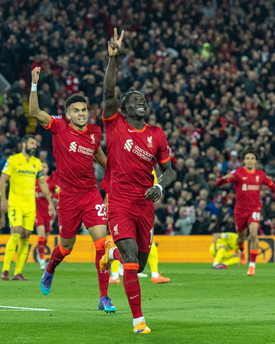 LFC's tweet photo. Celebrating his 14th goal in the #UCL knockout stages 🤩

Sadio Mane. What a player 👏 https://t.co/4WtdeJ3wXE