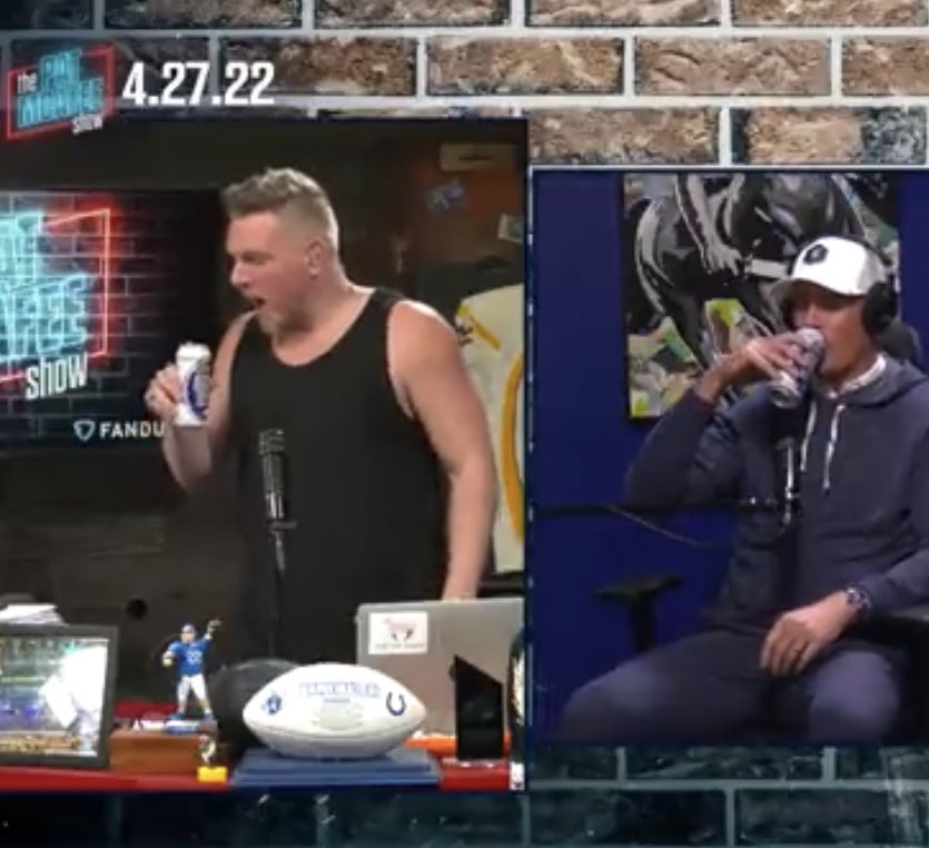 barstoolindy's tweet photo. Matt Ryan on the @PatMcAfeeShow:

"I'm excited to prove that Jim Irsay, Chris Ballard &amp; Frank made a great decision"

And he brought Stone Cold’s beer https://t.co/AtSMd8i7xw