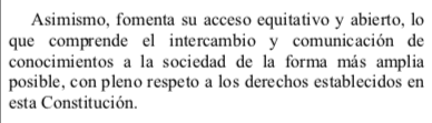 lanetacl's tweet image. 🗳️Votación 2do párrafo del art 2 (Deberes del Estado): "Asimismo, fomenta su acceso equitativo y abierto, lo que comprende el intercambio y comunicación de conocimientos a la sociedad de la forma más amplia posible(...)"

🟢103
🔴37
🟡 9

APROBADO, pasa al borrador