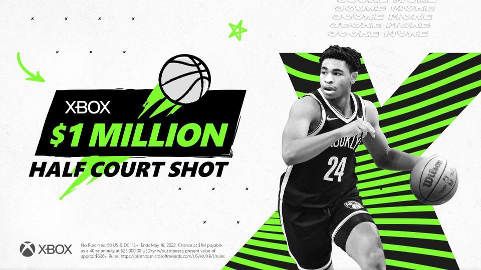 24_camthomas's tweet image. Hit the buzzer beater for a milli ☄️
Tweet a video of you sinking a half court shot in NBA2K22 and tag your tweet with #1MillionXboxShotSweepstakes for a chance to win a million bucks:
Chance to Score $1 Million with Xbox’s Half-Court Shot Sweepstakes - Xbox Wire