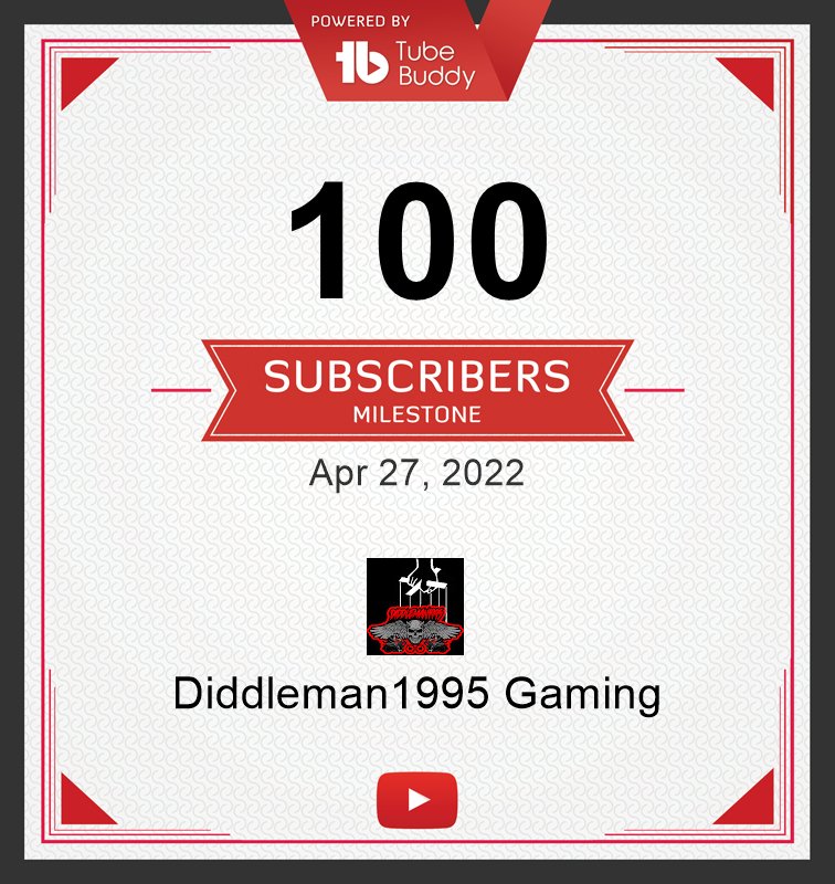 JiffyJrGaming's tweet photo. We did it! We've hit 100 subscribers! 😭😭😭
Thank you all so much! I'll be announcing a special event in my next video so keep an eye out for it.
I'm so happy and excited!
#YouTube #gamingchannel #diddleman1995 https://t.co/41E6NFJRWt