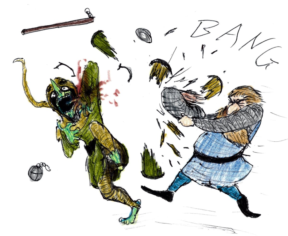 Timbukdrew1's tweet photo. Dwarf logic dictates that if no weapon be present, use the baby.
#drawing #baby #dwarf #dwarffort #dwarffortress #goblin #comic #silly #art #medieval #fantasy #gothic https://t.co/3zvltZ6gIj