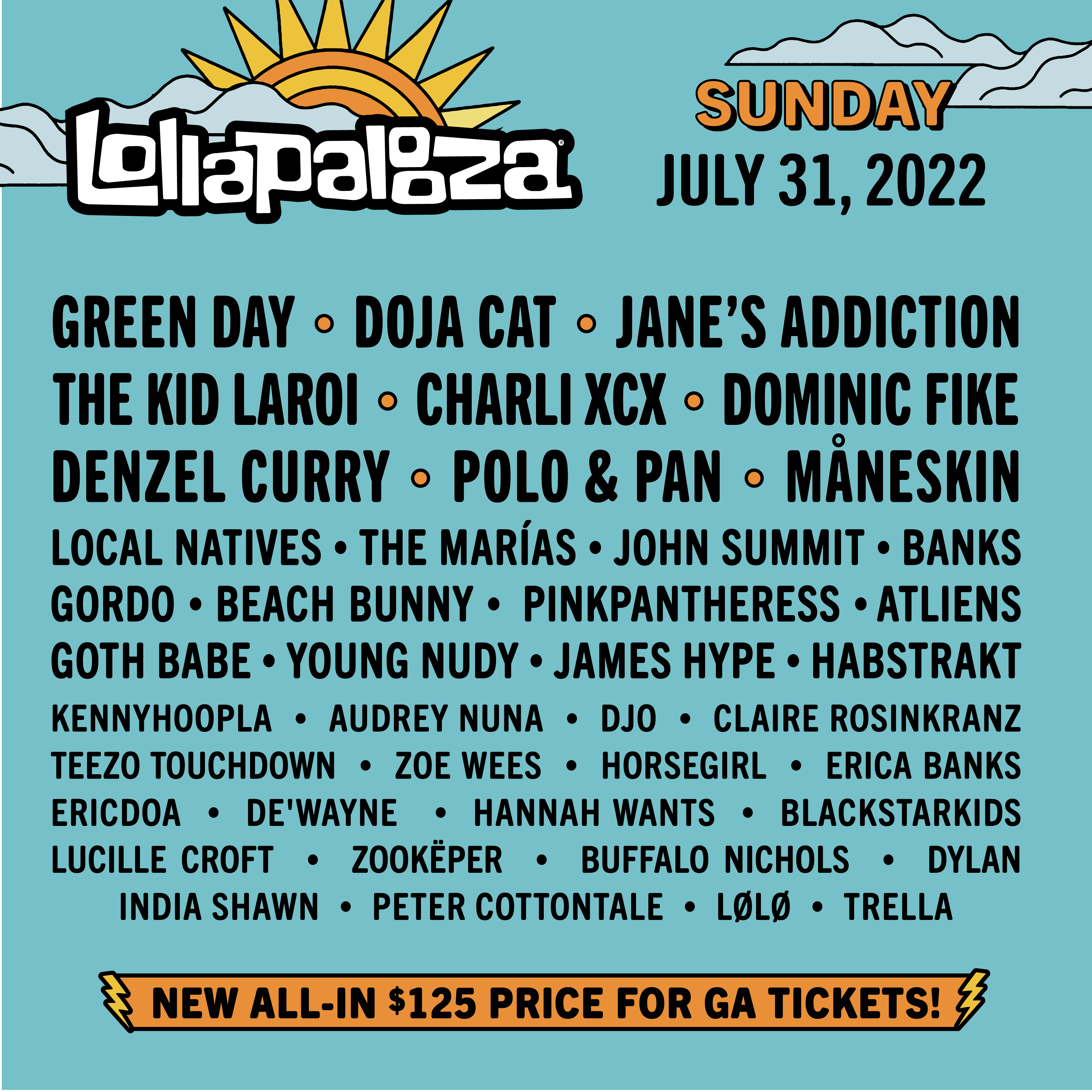 Lollapalooza on Twitter "Your Sunday at Lolla 🎉 1Day Tickets are on