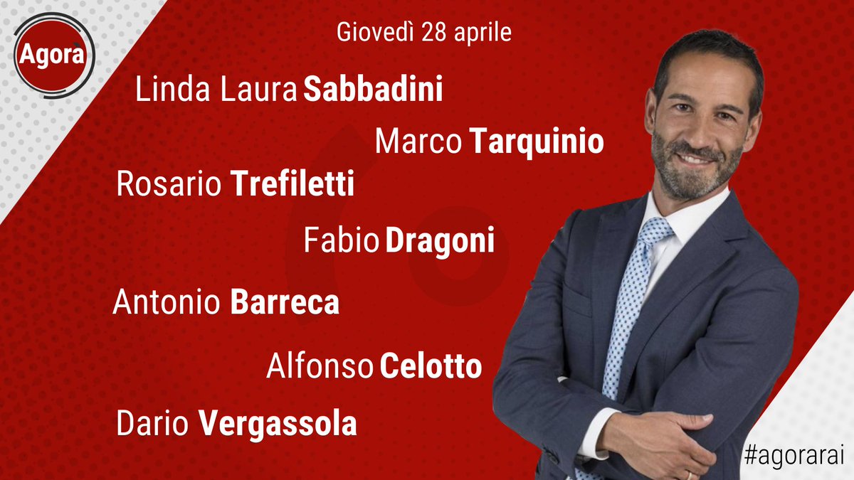 agorarai's tweet photo. Ecco gli ospiti di @seniobonini per domani ad #agoraextra. Vi aspettiamo dalle 9.45 su @RaiTre #agorarai https://t.co/ClXZdVTki8
