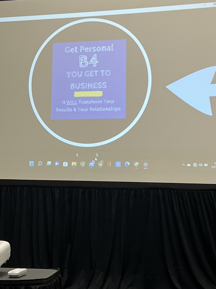 Such a valuable reminder from Yvette Evans! #TAAOne Get personal before  you get to business!