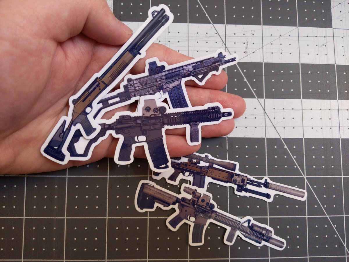 CalibearP's tweet photo. We arms dealing now 🔫. Super high quality gat stickers! Check them out while we have a sale!

https://t.co/L4lEM9qYtJ

#MK18 #m4a1 #carbine #mk14ebr #stickers #gunsstickers #guns #gats https://t.co/ExlRvQlWsK