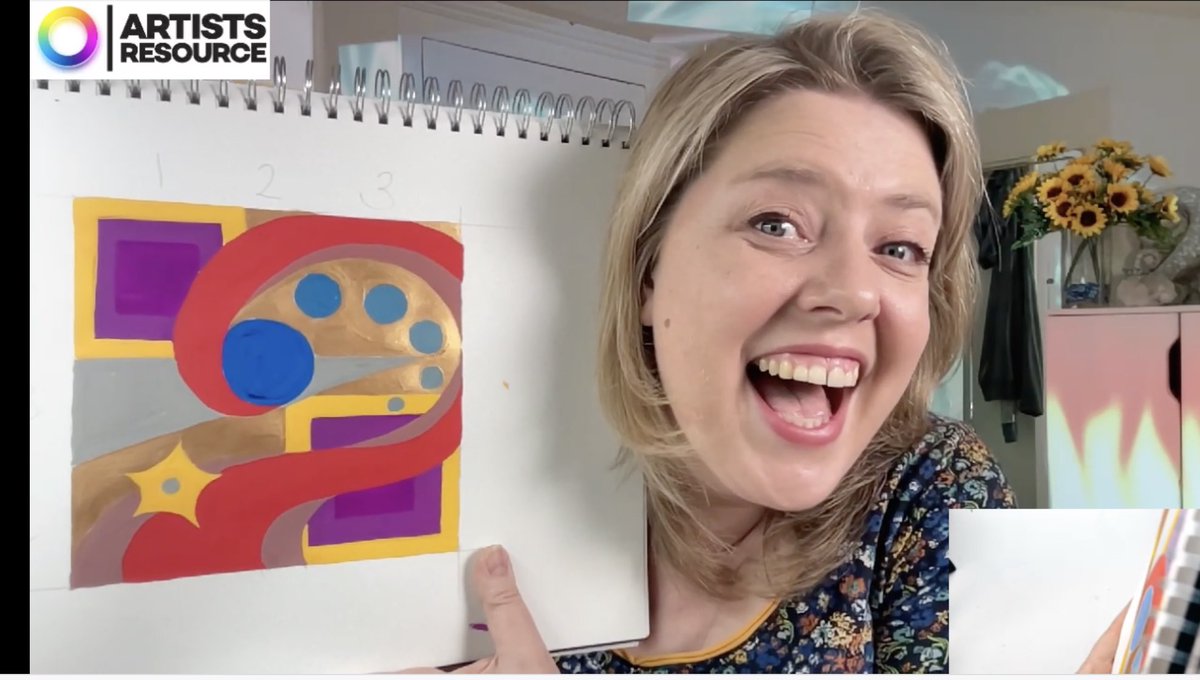ArtistsResource's tweet photo. SO much fun on the livestream today 🎉 We made a fabulous collective artwork, based on shapes and tones 🎨WATCH ➡️ https://t.co/egbClgjv5q See you next Weds at 7pm BST #collaborativeartwork #gouachepainting #funtimes #wellnesswednesday #artgame #orginalart #nfts #womeninnfts https://t.co/9waMWTqIbw