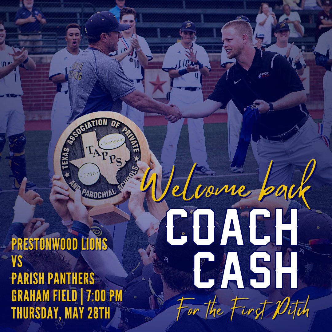 Join us tomorrow as we welcome back 2016 State Campion Coach Todd Cash and members of his state winning team! 

#OnceALionsAlwaysALion <a href="/PCAAlumni/">PCA Alumni</a> @jimmyV29
