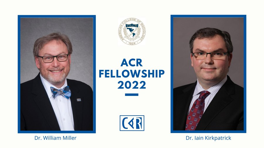 Congratulations to former CAR President Dr Willie Miller and Dr Ian Kirkpatrick on receiving the @RadiologyACR Fellowship.