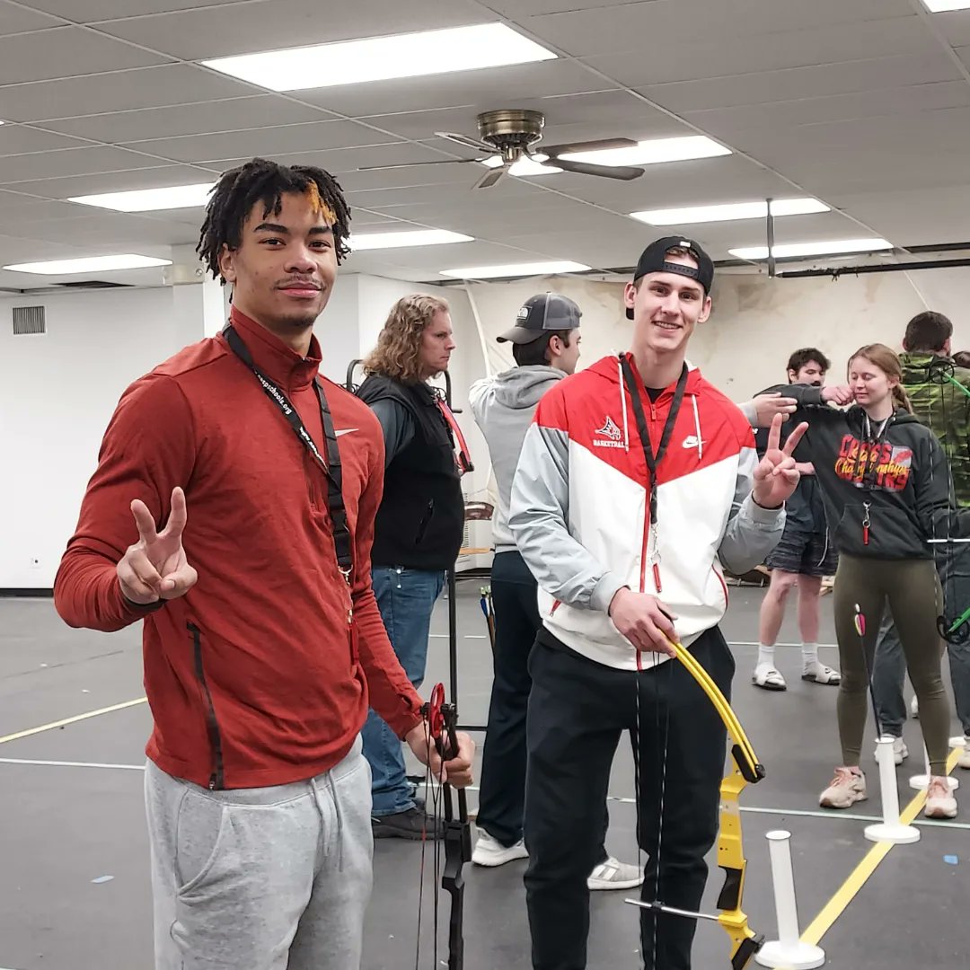 VCSUKHP's tweet photo. More and more schools are implementing "archery" in their curriculum because it is unique and inclusive. Students from HPER 388 Outdoor Pursuits completed the Archery workshop today, and they are now certified to teach Archery at school settings! #VCSU #vcsukhp https://t.co/2ozQt4fLZ6