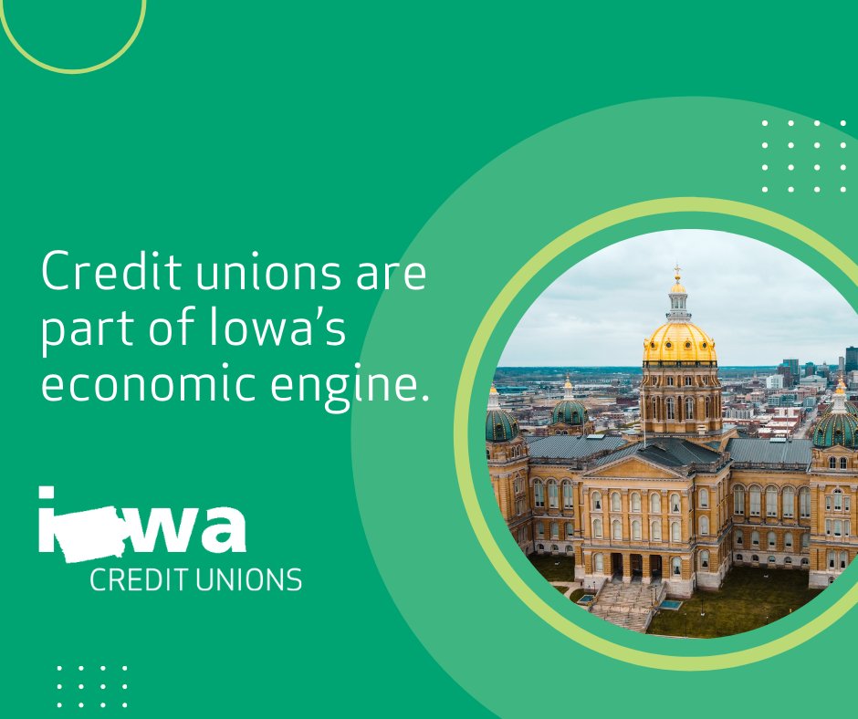 icul's tweet photo. For every $1 spent by the #IowaCreditUnions, there is $0.55 added elsewhere in Iowa’s economy. And every job at an Iowa credit union supports 1.06 other jobs elsewhere in Iowa’s economy. #GrowingIowa https://t.co/7xzlVGa63W