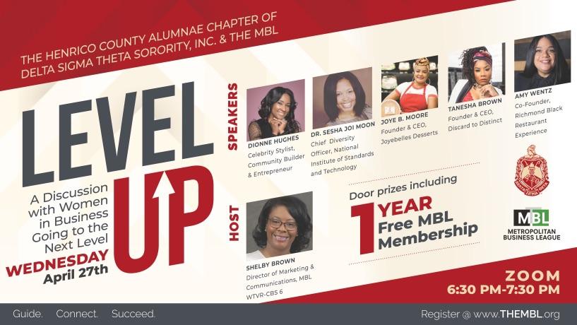TODAY, April 27th at 6:30 pm, join HCAC and the Metropolitan Business League for a dynamic and engaging conversation with local women entrepreneurs who will share their journey and the strategies they employ to Level UP! Register using this link: bit.ly/LevelUpDSTMBL
