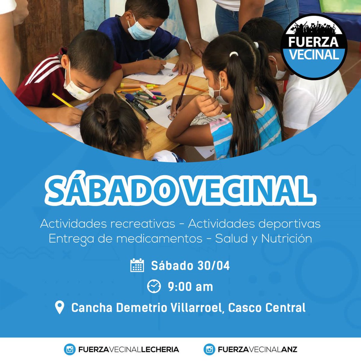 manuelferreiraG's tweet photo. Los invitamos a participar este #SabadoVecinal en un evento organizado por @lafuerzavecinal de #Anzoategui en la Cancha Demetrio Villarroel de #Lecheria en la que realizaremos actividades recreativas, deportivas, entrega de medicamentos y jornada de salud y nutrición para niños. https://t.co/GdFmkFSQXz