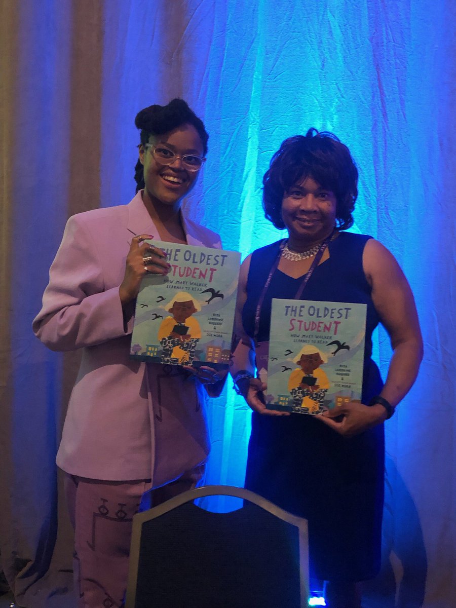 What a great Bluebonnet Luncheon! @RitaLorraine and @ogemora received their Texas Bluebonnet Awards for their book THE OLDEST STUDENT! @TBABooks @anneschwartzbks #txla2022