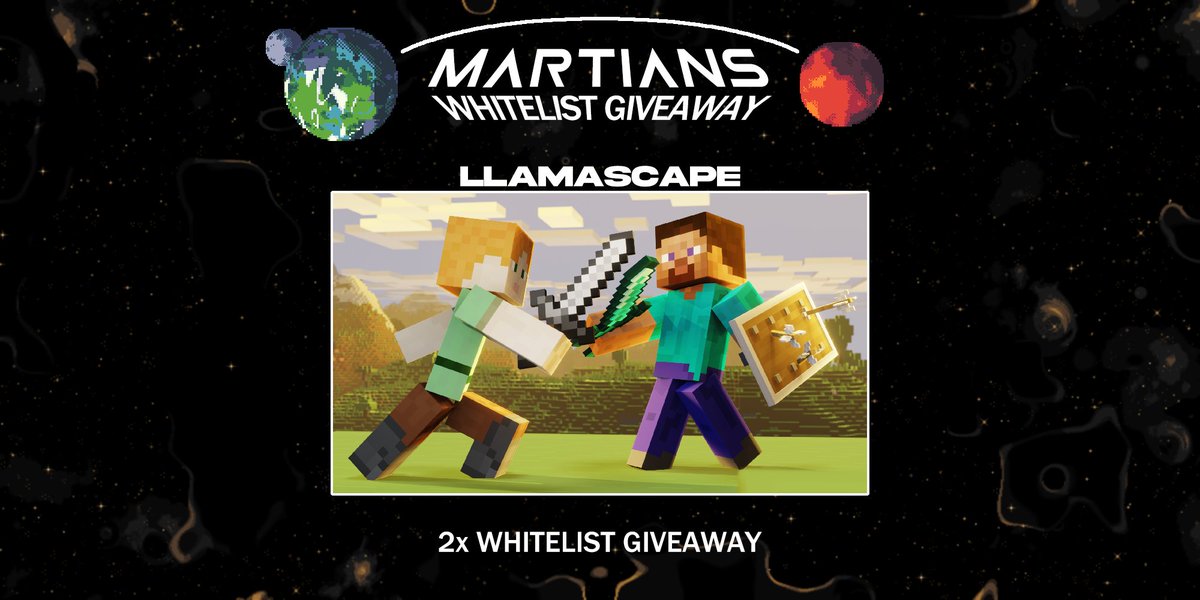 🛰️ Martians🤝Llamascape ⛏️

Factions. Build. Earn/Spend. Own Land. Charge Rent.

TO ENTER:
➡️Join discord.gg/llamascape
1️⃣ Follow <a href="/mtmartians/">MartiansNFT</a> &amp; <a href="/LlamascapeNFT/">Rebranded to NuCyber.</a>
2⃣ ❤️+ RT
3⃣ Comment your Discord ID &amp; Tag 3 Friends!
🔔 Notifications on <a href="/LlamascapeNFT/">Rebranded to NuCyber.</a>

🦙 WINNERS PICKED IN 48h 🦙