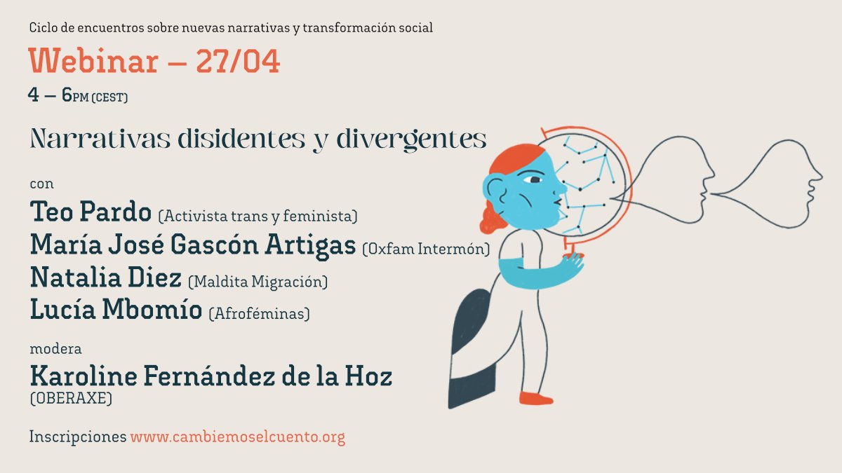 "Cambiar el relato es mágico" 💥Hoy <a href="/teopardo_/">teopardo</a> y Lucía Mbomío han explicado cómo construyen narrativas transformadoras sobre sexualidad y racismo desde experiencias personales y reivindicando enfoques positivos.

En el 2° webinar de #CambiemosElCuento ⚡ cambiemoselcuento.quepo.org