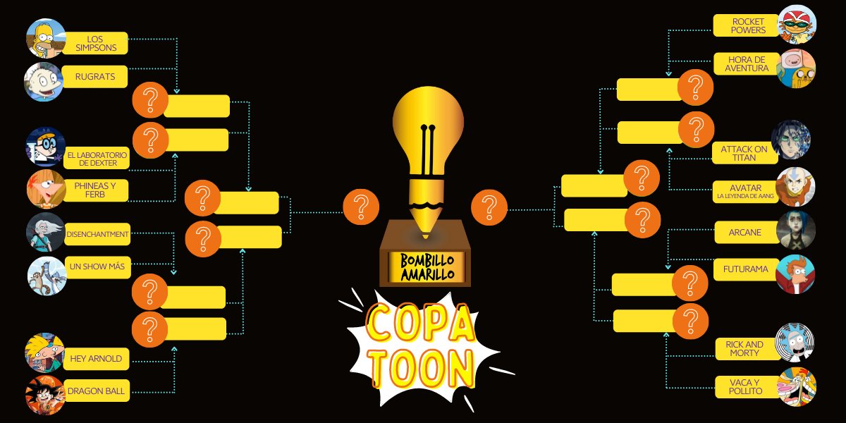B_AMARILLO's tweet photo. Esta es la selección oficial de la #CopaToon . Cada vez estamos más cerca de conocer la Mejor Serie Animada.
¿Quién ganará?🤔🤔
No te pierdas un solo detalle de esta competencia a través de nuestro Instagram @Bombilloamarillo
#CopaToon #animacion #seriesanimadas #competencia https://t.co/xXV1D2VrDx