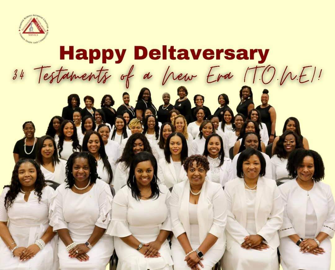 wracdst's tweet photo. Happy 3rd Deltaversary to The 34 Testaments of a New Era (T.O.N.E.) from Warner Robins Alumnae Chapter of Delta Sigma Theta Sorority, Inc.
Three years down and many more years to come! 🐘❤️🔺
#dst1913 #dstwrac #deltaversary #34TONE https://t.co/yvhsFaN3lY