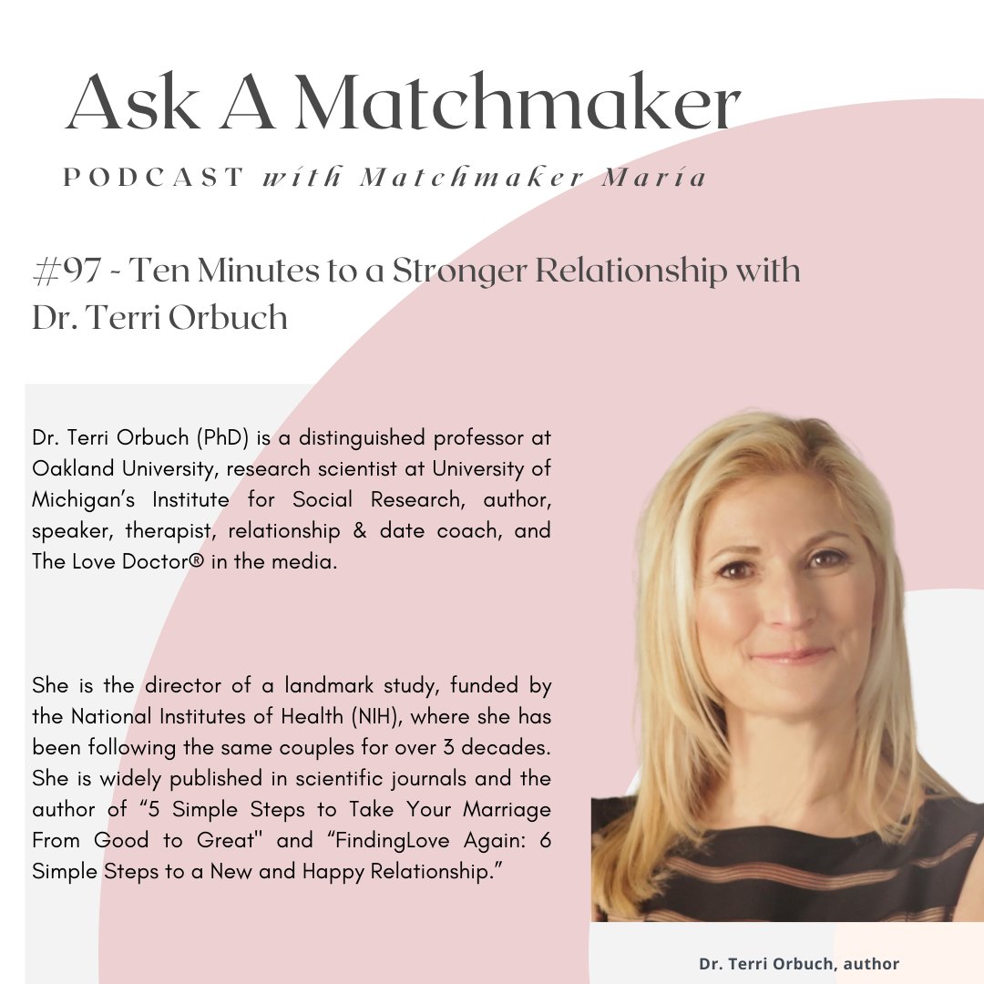 DrTerriLoveDr's tweet photo. "I love @Matchmakermaria and I was absolutely thrilled to be on the #askamatchmaker podcast. Have a listen here!" 😍
https://t.co/UXLZAQ7Kmc https://t.co/Bz0eQssGkO