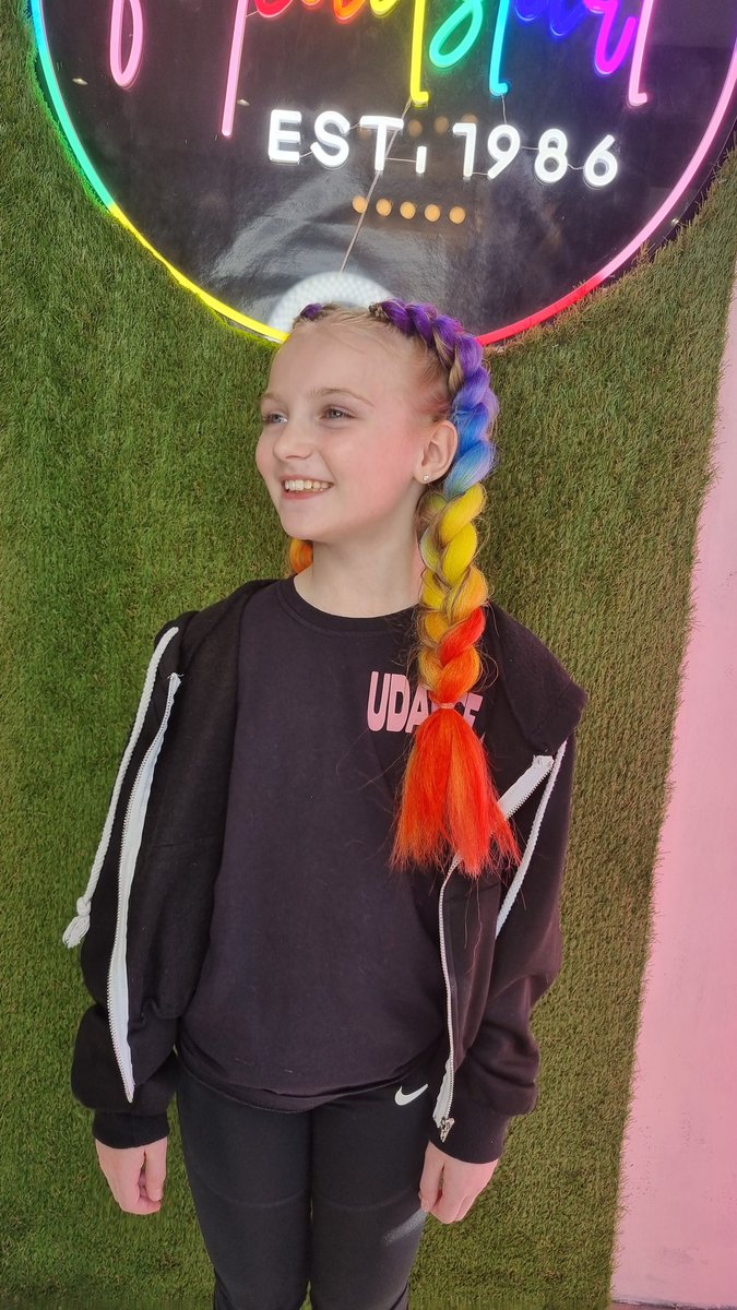 headstart1986's tweet photo. RAINBOW BRAIDS 🌈 FOR THESE 2 LITTLE BEAUTYS 
@littlemix READY 
#littlemix #girlband #ovohydro #glasgowhydro #hydroglasgow #rainbowbraids  #rainbowhair #fashionbraids #partyhair #braids #hairextensions #colorful #colouredhair #girlhairstyles #glasgowsalon
#headstart___possilpark https://t.co/TnygjtOupt