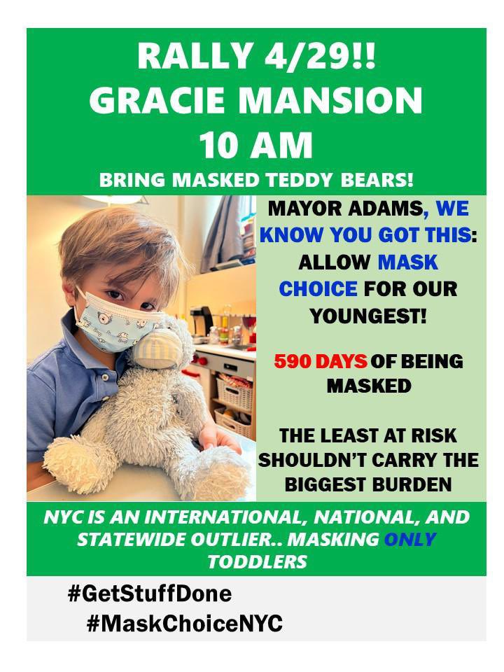 magsnichols's tweet photo. NYC: Friday morning at Gracie Mansion, because THE TODDLERS ARE STILL MASKED Y’ALL. #unmaskourtoddlers https://t.co/8XNbY2qetw