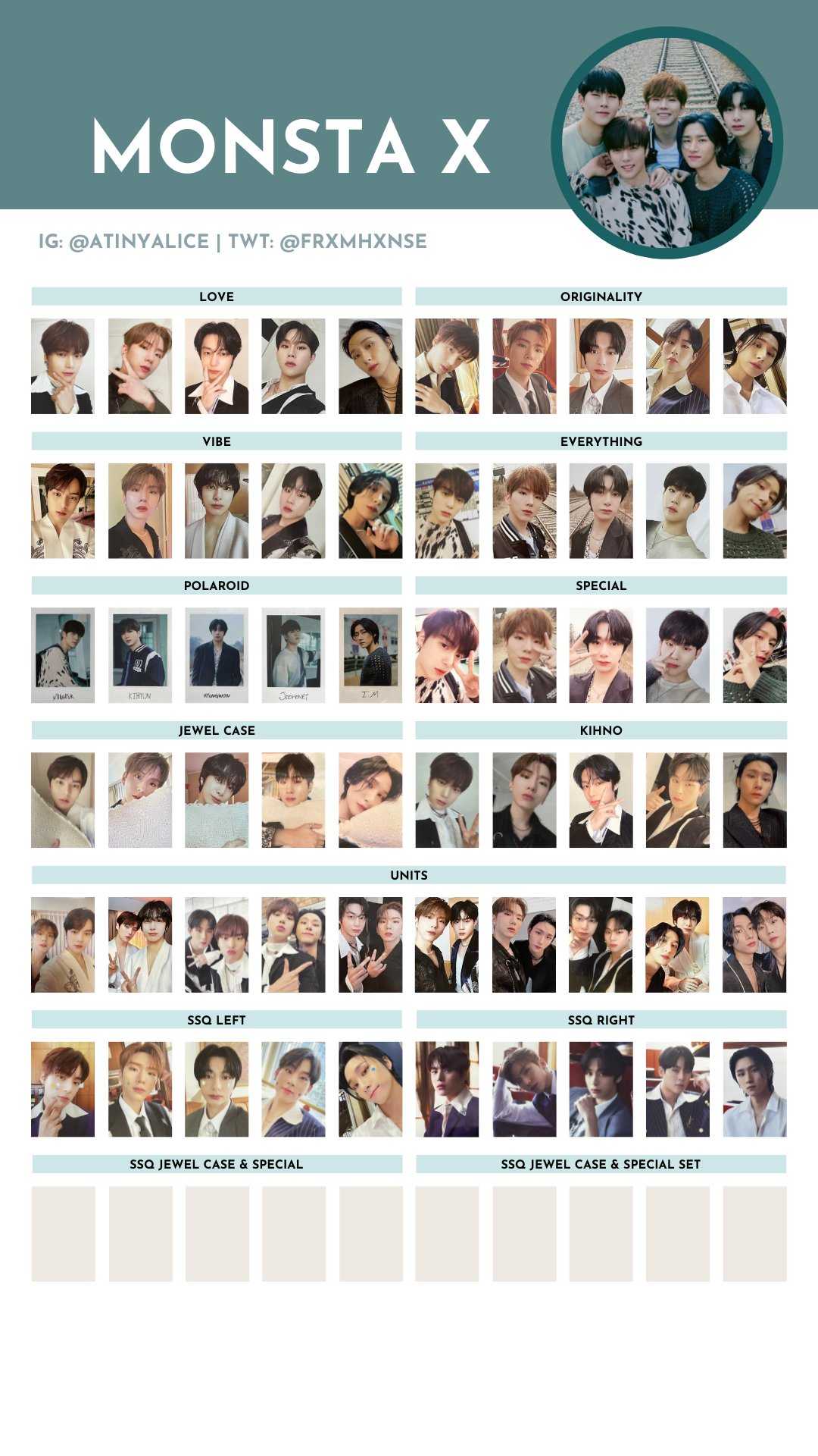 k on X: ♡ monsta x shape of love templates ♡ — album and unit pcs —  reuploaded with clean & clearer photos~ [ 몬스타엑스 포카 리스트 photocard pc list  minhyuk kihyun