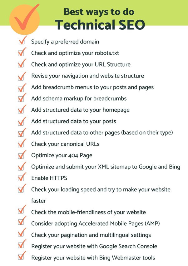 Here’s a checklist for best way to do Technical SEO