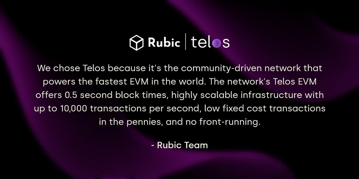 #Telos is now successfully integrated into #Rubic! 

We asked the <a href="/cryptorubic/">Rubic</a> team #whyTelos and this is what they said to say!