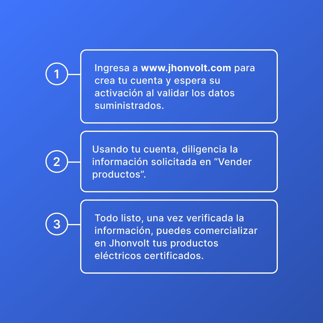 jhonvoltoficial's tweet photo. Vender por primera vez en Jhonvolt es muy fácil. Ingresa a https://t.co/GSqCrc5UYn y empieza ahora.
#VenderEnJhonvolt #ProductosCertificados #Calidad #Seguridad #Jhonvolt #ProductosElectricos https://t.co/WHD3JYwMtV