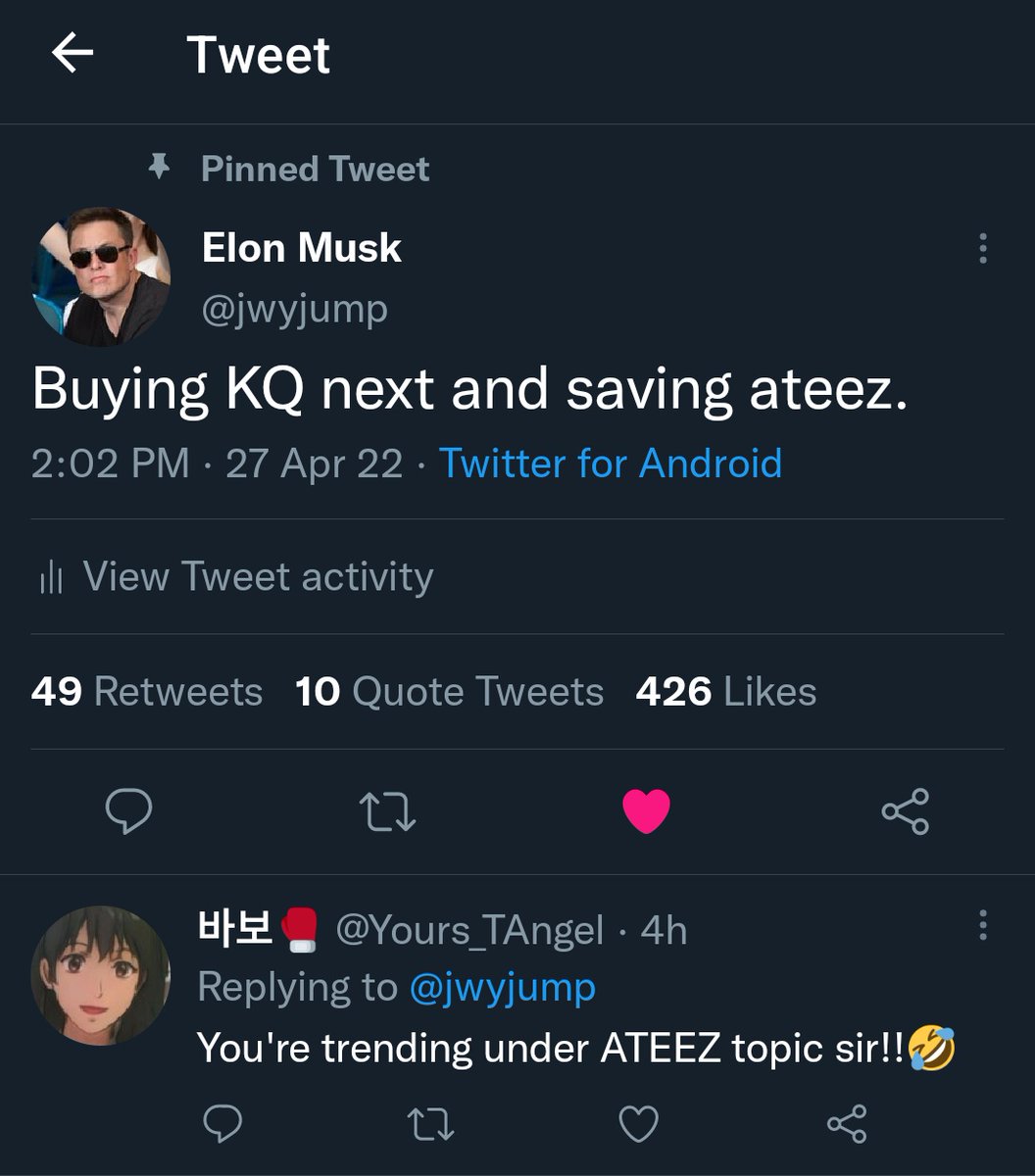 hwajump's tweet photo. OK I got s worded for being elon musk 😭 https://t.co/Tw45Ar4bVt