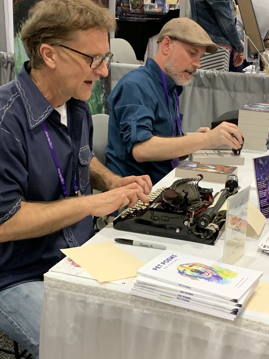 WaysideLibrary's tweet image. The @TXLA conference has been great but I will have to say my favorites have been the therapy dogs and @seanjpetrie writing me a personalized pet poem on a typewriter.