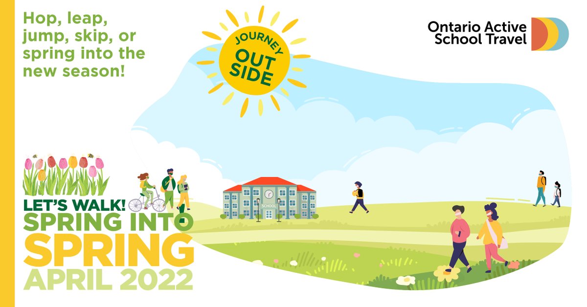 Spring is in the air! ☀️ Celebrate the new season by walking or wheeling to school and playing outside. 

Hop, leap, or #SpringIntoSpring! 🦘ontarioactiveschooltravel.ca/spring-into-sp…