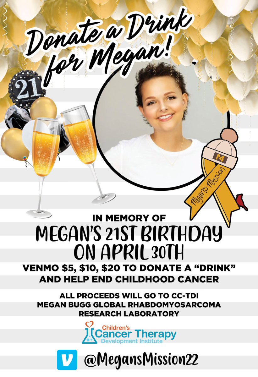 Let’s meet Megan’s birthday goal! Buy a drink in her memory and give her the ultimate birthday gift!#morethan4