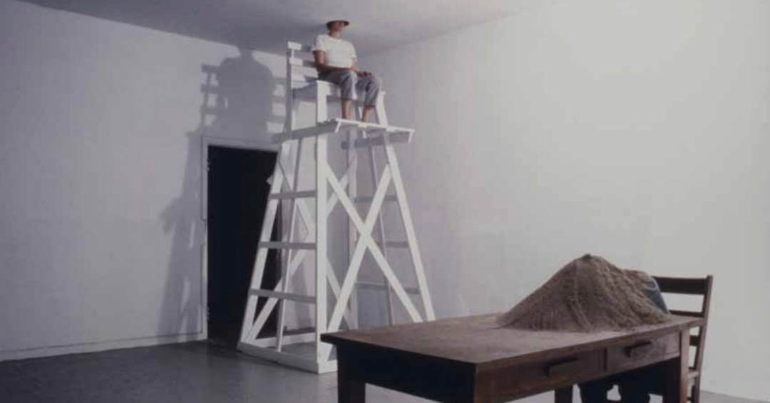 As a first year MFA sculpture student at Yale University on a scholarship (and hence, not much money for art materials). I figured I would start with the most basic sculptural gesture, forming sand balls. Here is a photograph “Bolas de Arena” 1988. #sandballs