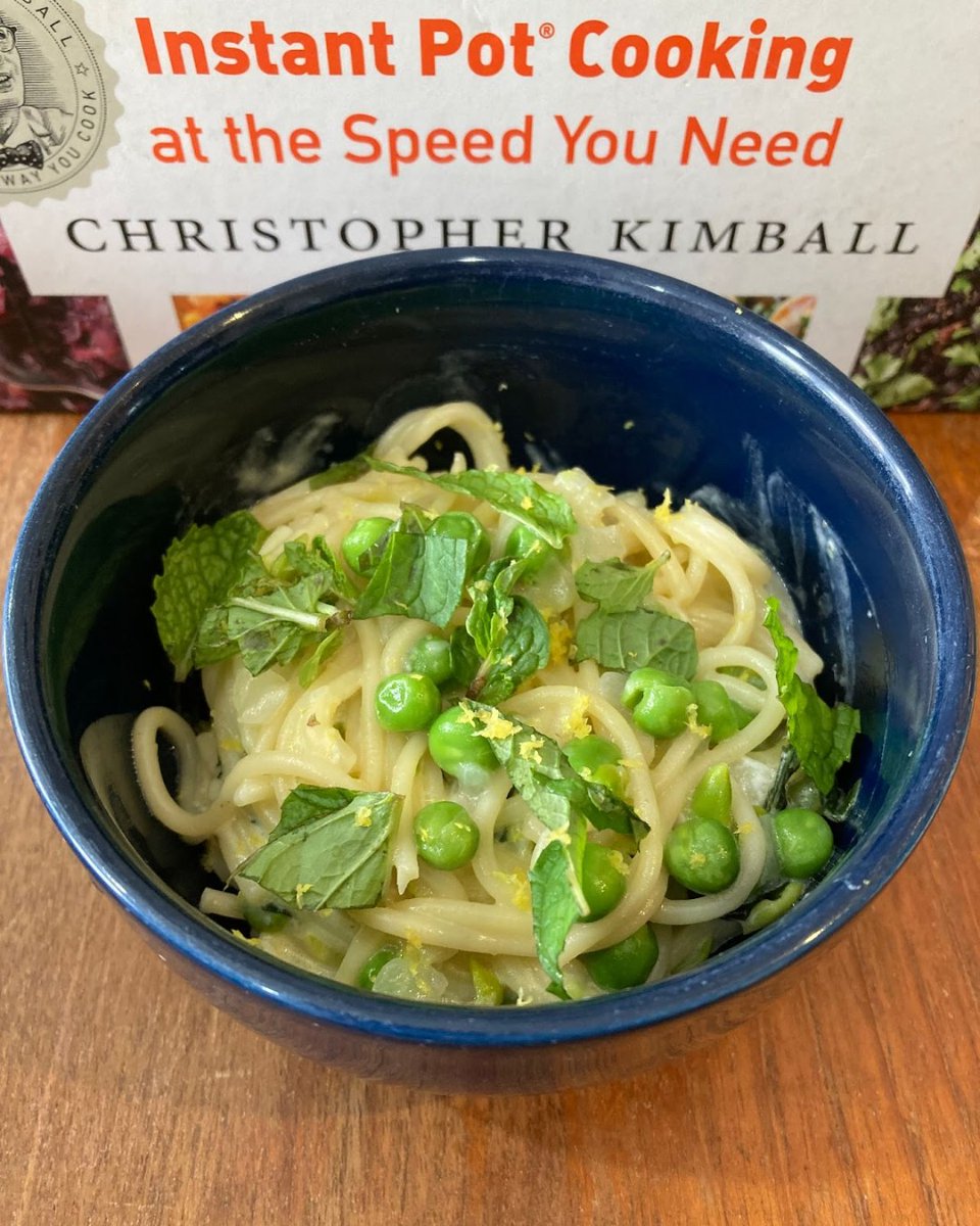 ConcordLibrary's tweet photo. For #CatalogToKitchen, Samantha made “Spaghetti with Goat Cheese, Mint and Peas” from @177MilkStreet’s 2020 Milk Street Fast and Slow. Learn how to pressure cook and slow cook with your Instant Pot! Borrow it: https://t.co/BzydZUQoqh @TownofConcordMA #MyCFPL #instantpot https://t.co/2NRq60NFqn