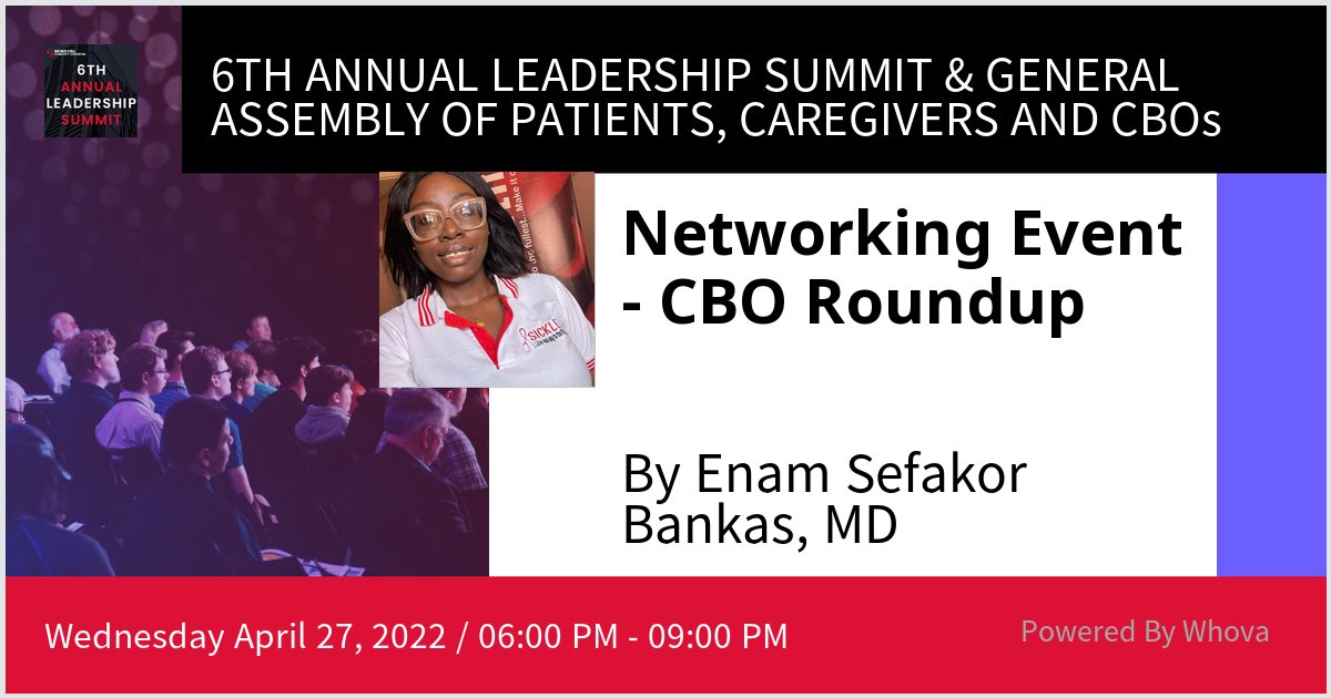 Sickle_Life's tweet photo. I am speaking at 6TH ANNUAL LEADERSHIP SUMMIT & GENERAL ASSEMBLY OF PATIENTS, CAREGIVERS AND CBOs. Please check out my talk if you're attending the event! #SickleCellSummit #SickleCellSummit2022 #LeadershipSummit2022 #SickleCellConsortium2022 - via #Whova event app https://t.co/g8wUI29wmB