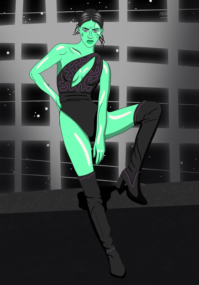GN, #NFTCommmunity #NFTworld 

New #alien #girl 

Would you like aliens to live among us?

🔭👽🖖🏻

#digitalart #illustration #gistlover