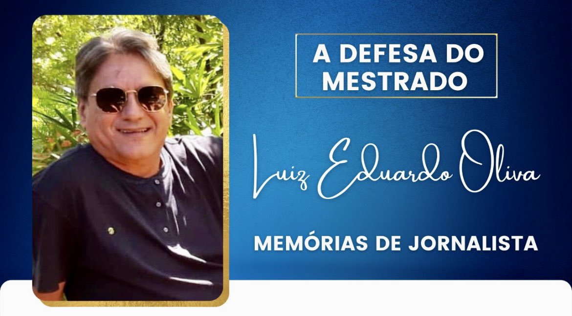 Jorgeprofessor1's tweet photo. A DEFESA DO MESTRADO - LUIZ EDUARDO OLIVA - MEMÓRIAS DE JORNALISTA - https://t.co/hvS5jKpKz5 https://t.co/dwDMQaWU2w