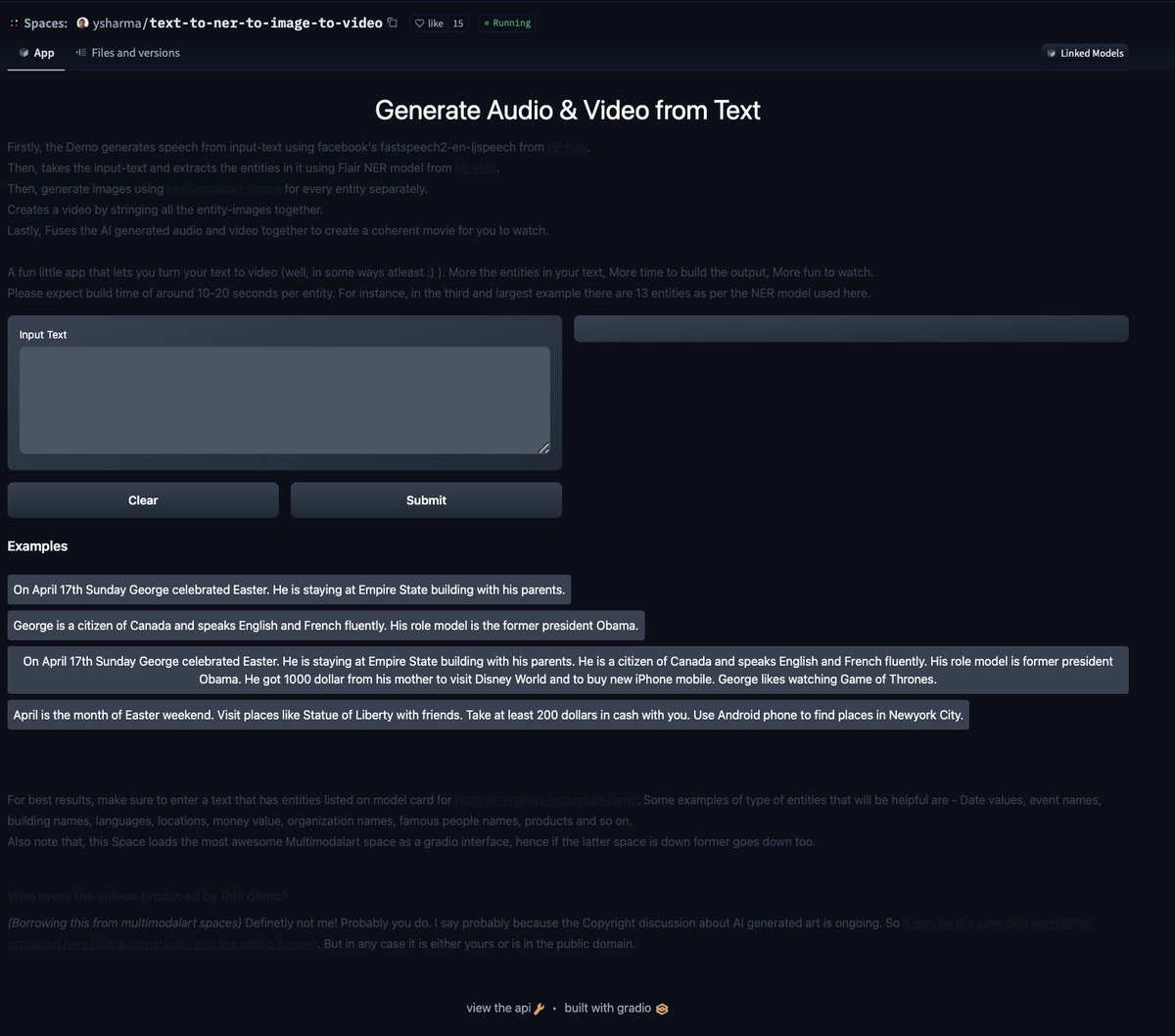 Descriptions and article <a href="/huggingface/">Hugging Face</a> Spaces powered by <a href="/Gradio/">Gradio</a> when dark mode activated, I'm like 🧐🧐🧐
