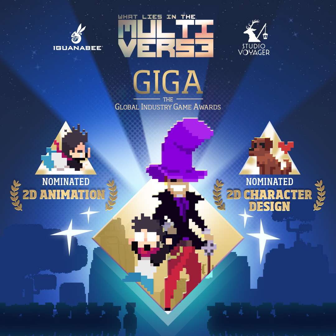 StdoVoyager's tweet image. We&apos;re incredibly happy to announce that What Lies in the Multiverse was nominated for two categories at @IGDA&apos;s Global Industry Game Awards! 🎉These include:

- 2D animation 🏃
- 2D character design 🐕‍🦺

We are out of words 💜 Thank you all for this opportunity!

#igda #pixelart