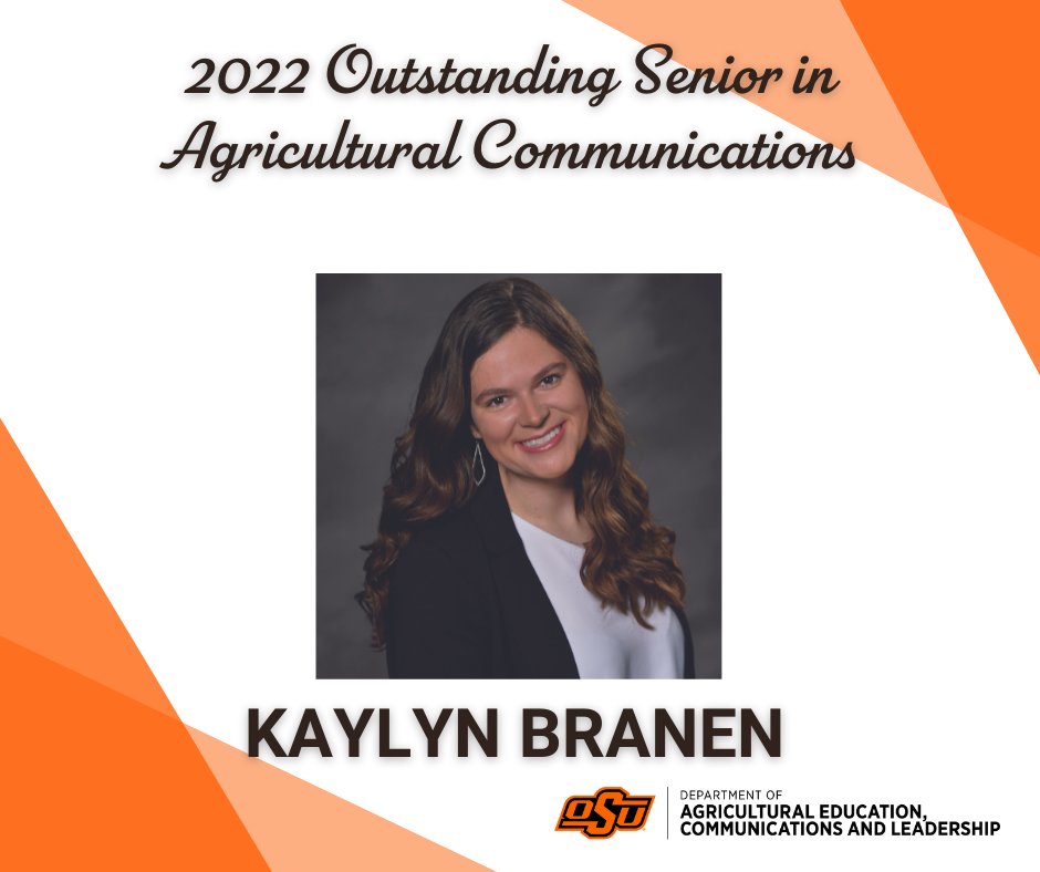 🎉Congratulations to Kaylyn Branen for receiving the 2022 Outstanding Senior in Agricultural Communications award!