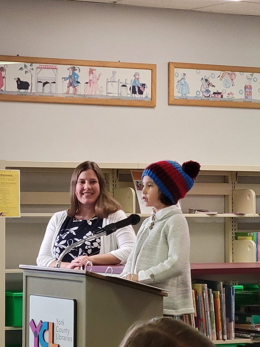 Very proud of this young lady for her first place poetry award for the York County library poetry contest- go Sophia!