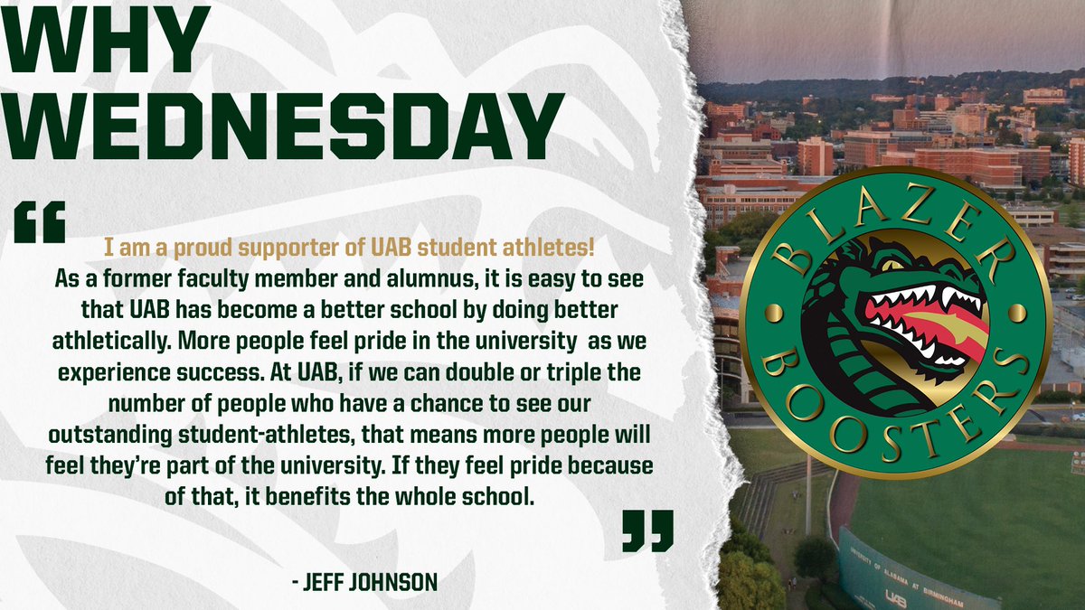 What’s good for UAB Athletics is good for UAB! Thank you @phyteach1 for all you do. 

#WhyWednesday 💚💛