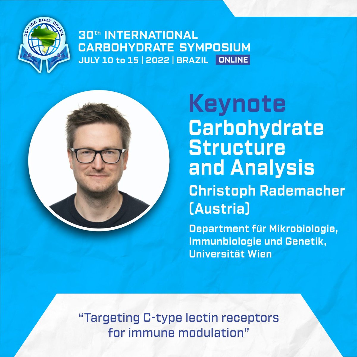ICS2022 Brazil (@ics_2022) on Twitter photo Directly from the Department of Microbiology, Immunobiology and Genetics at <a href="/univienna/">Universität Wien</a>, @ChrRademacher will give an important talk at the ICS2022:
"Targeting C-type lectin receptors for immune modulation"
Are you ready for all this knowledge exchange? 📚 Directly from the Department of Microbiology, Immunobiology and Genetics at <a href="/univienna/">Universität Wien</a>, @ChrRademacher will give an important talk at the ICS2022:
"Targeting C-type lectin receptors for immune modulation"
Are you ready for all this knowledge exchange? 📚
