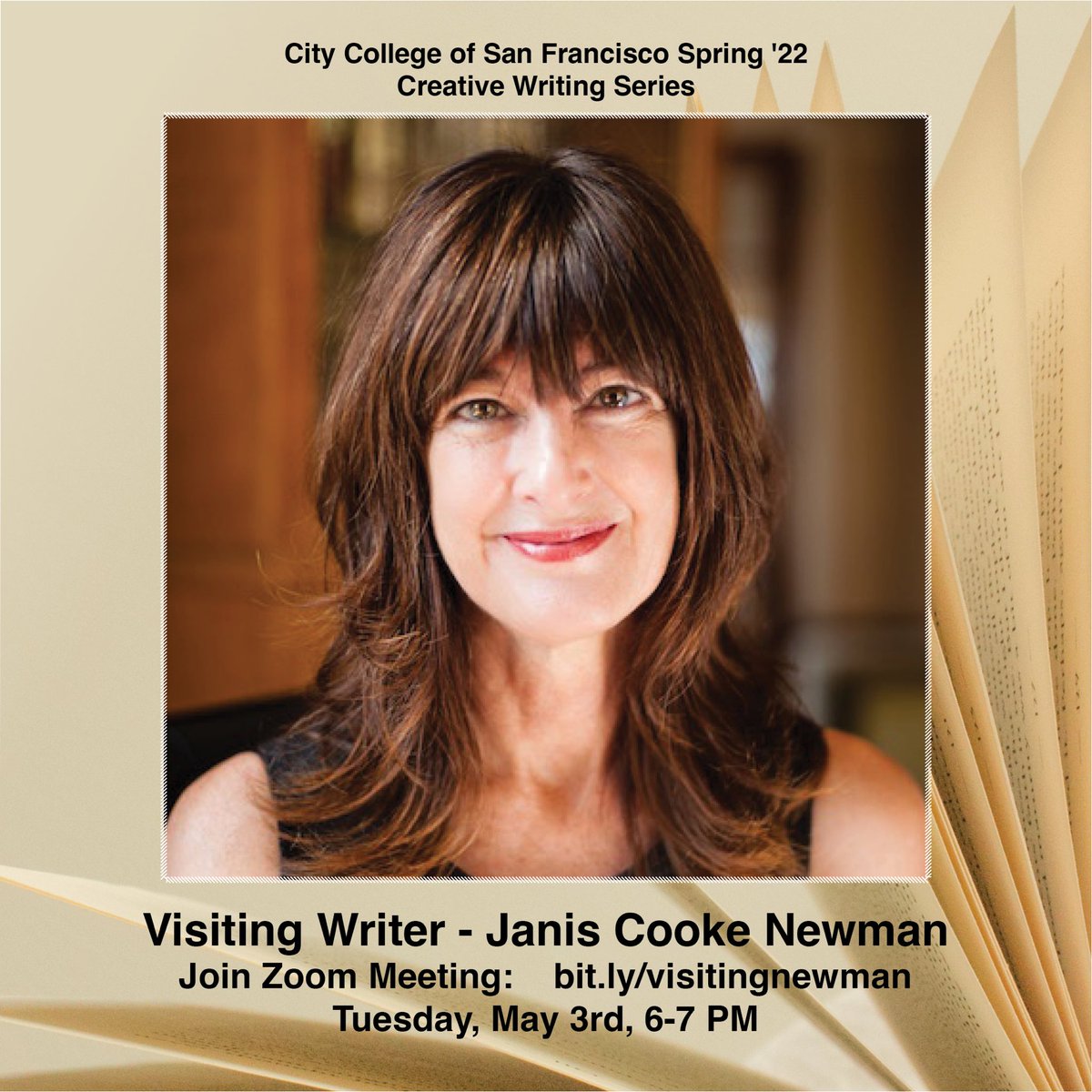 Janis Cooke Newman - May 3rd!