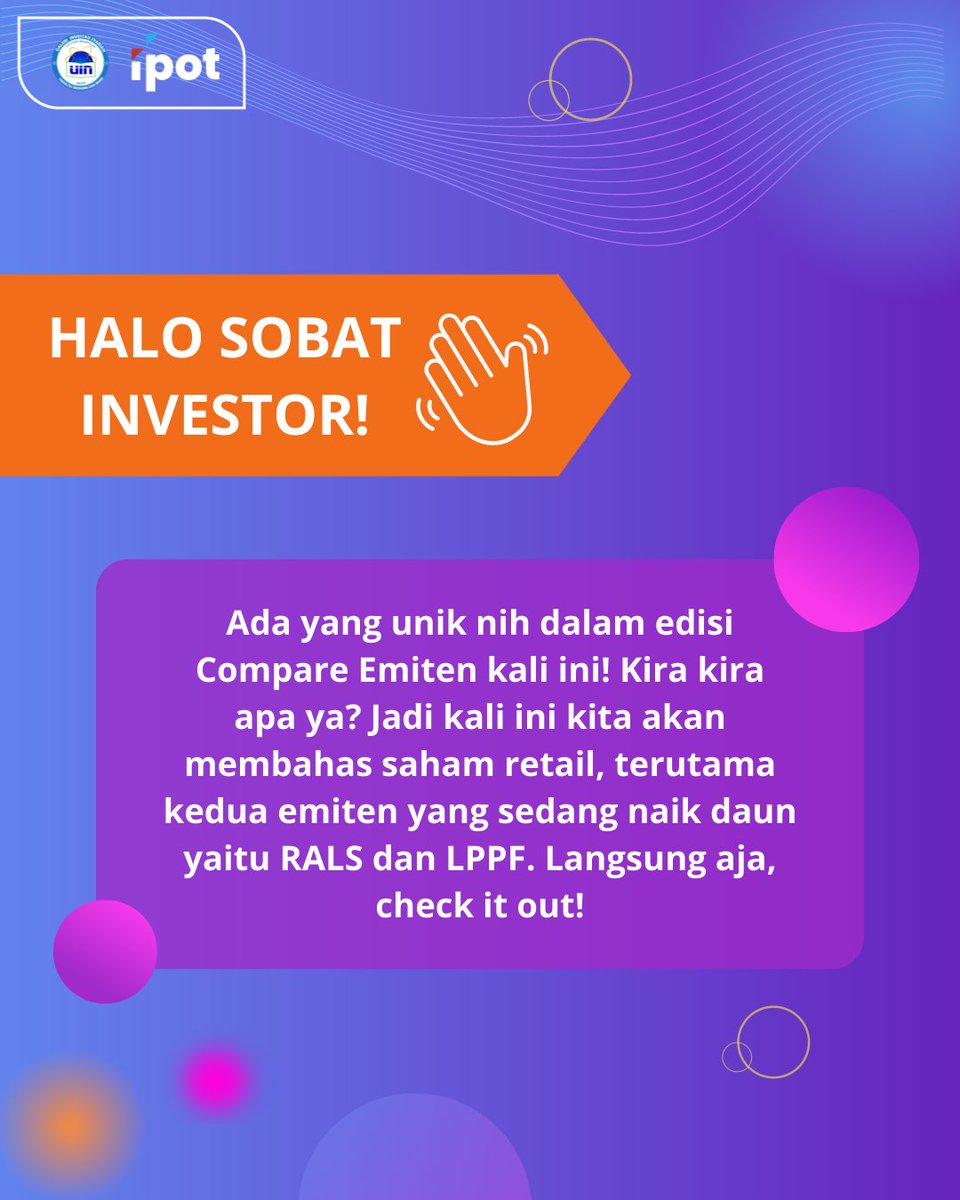 gisfebuinjkt's tweet photo. Halo, sobat investasi! ✨
Hari ini kita akan membandingkan 2 emiten di bidang retail. Ada yang tau emiten apa yang lagi naik daun? Yup, RALS & LPFF! Yuk, ceki2 di bawah ini 👇🏻
#GISFEBUINJakarta
#BursaEfekIndonesia
#CompareEmiten
#Investasi
#RALS
#LPFF
#Retail https://t.co/vLJLjh6JSb