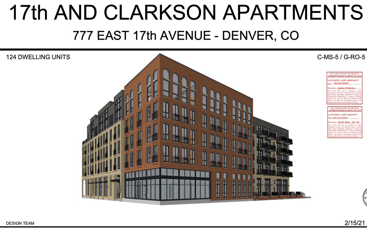 BuildUpDenver's tweet photo. 17th Ave and Washington St, #Denver 80203 - 5-story apt building under construction, 124 apt homes (138 beds). Under current #parkingminimums, this required 98 parking spaces, most below grade. Easily would req. >40 spots less when EHA passes, ⬇️ short 🧵  #YimbyDenver https://t.co/OjwSHIc9kI