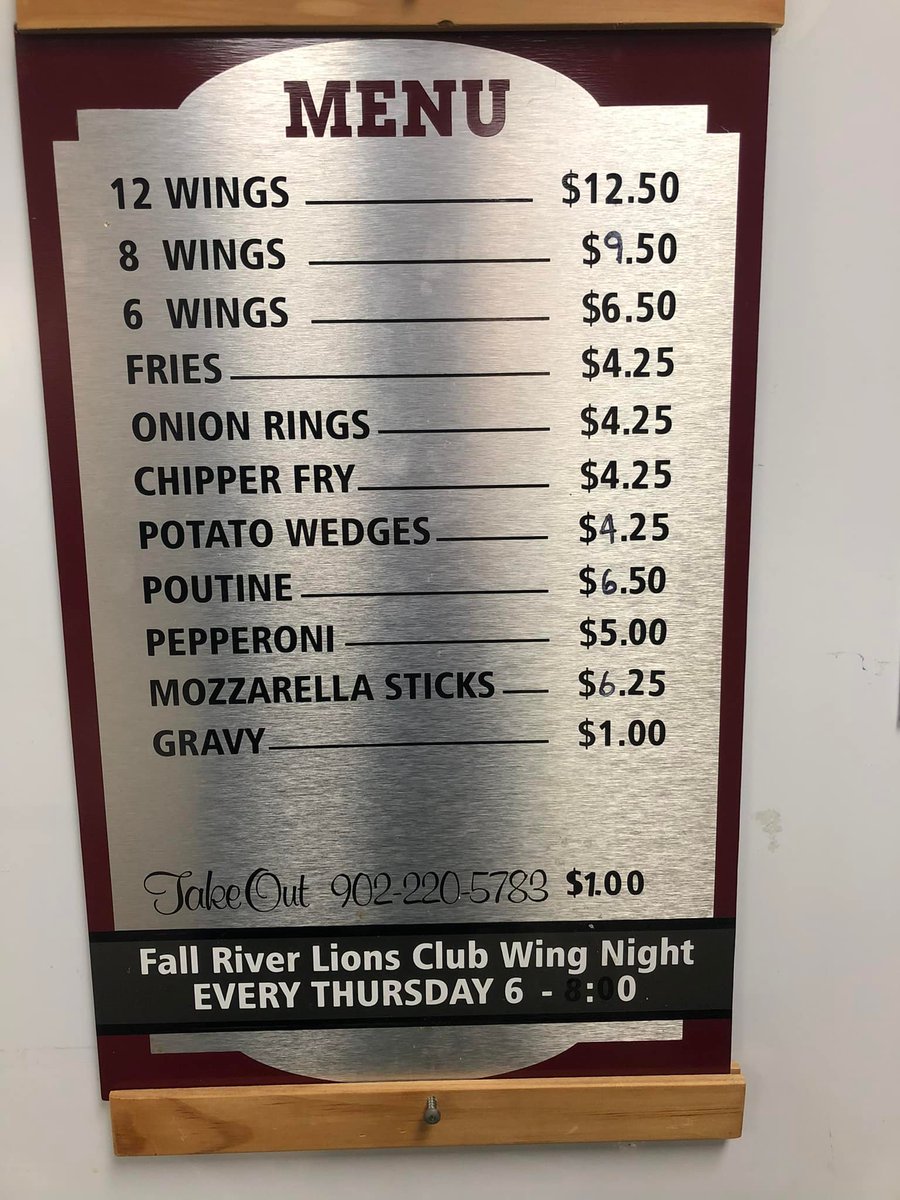 It's wing night at the LWF Community Hall at 843 Fall River Road in #FallRiverNS. 
COME ON DOWN
Dine in 5 p.m. to 9 p.m. Take out 4 p.m. to 8 p.m.
Kitchen stops taking food orders at 8 p.m. #WindsorJunction <a href="/robmaccormick/">Rob MacCormick</a> <a href="/WJ_Yeomans/">Realtor Nick</a>