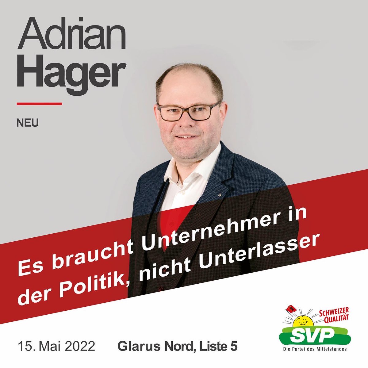 Auswahl aus unserem Kandidatenkarussell der SVP Glarus Nord Liste-Nr. 5️⃣ / 👉Listenplatz-Nr. 5 - Thomas Tschudi aus Näfels, 👉 Listenplatz-Nr. 18 - Camilla Schirmer-Wüst aus Mollis, 👉 Listenplatz-Nr. 10 - Adrian Hager aus Niederurnen, DANKE für die Wahlunterstützung #aberclever